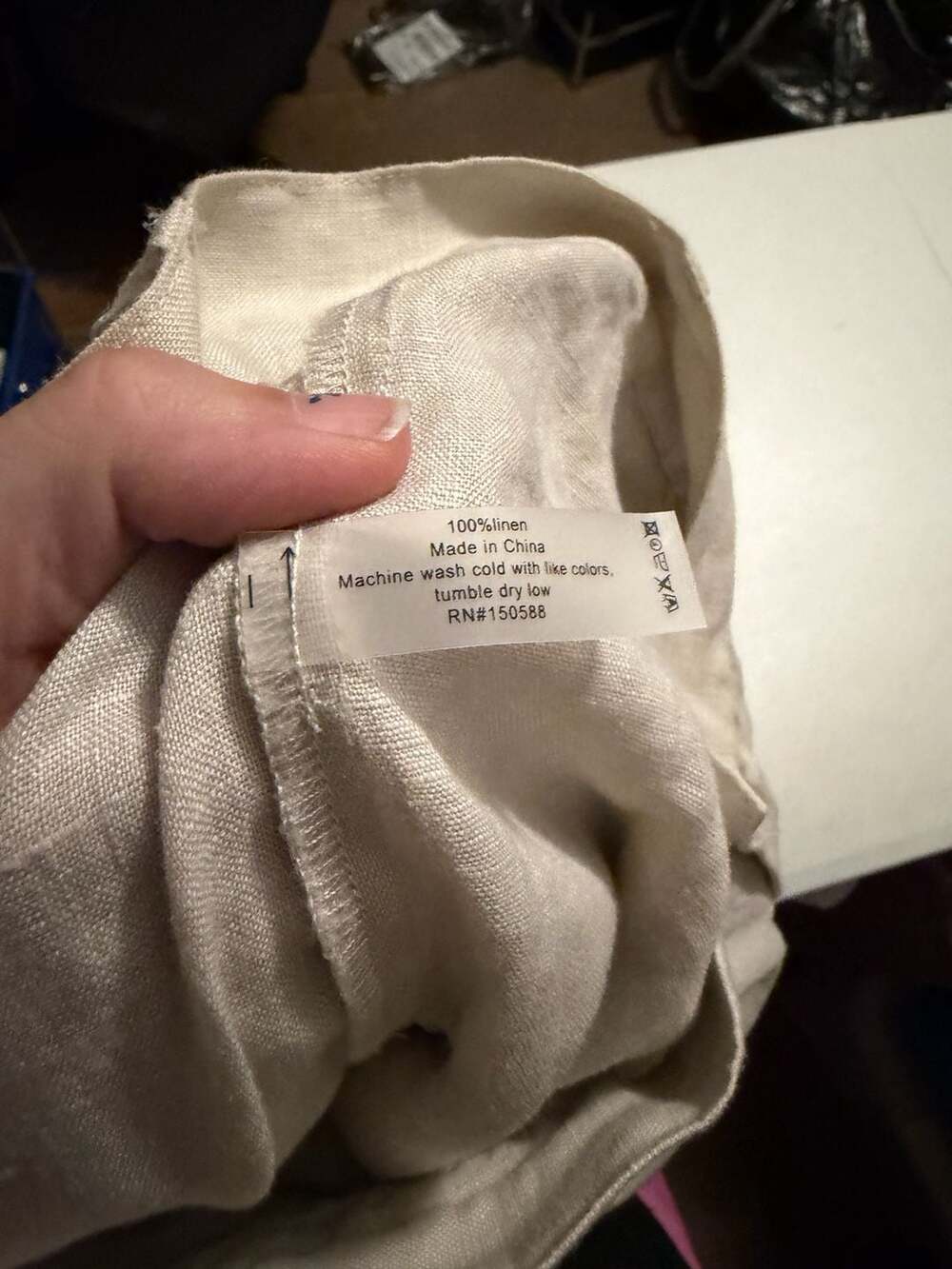 Sundays by We Are Sundays Beige 100% Linen Pleated Wide-Leg Pants XS - Picture 5 of 8